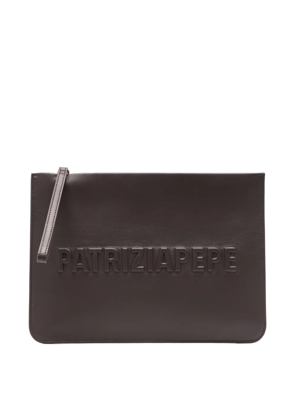 Patrizia Pepe Leather Clutch Bag In Brown