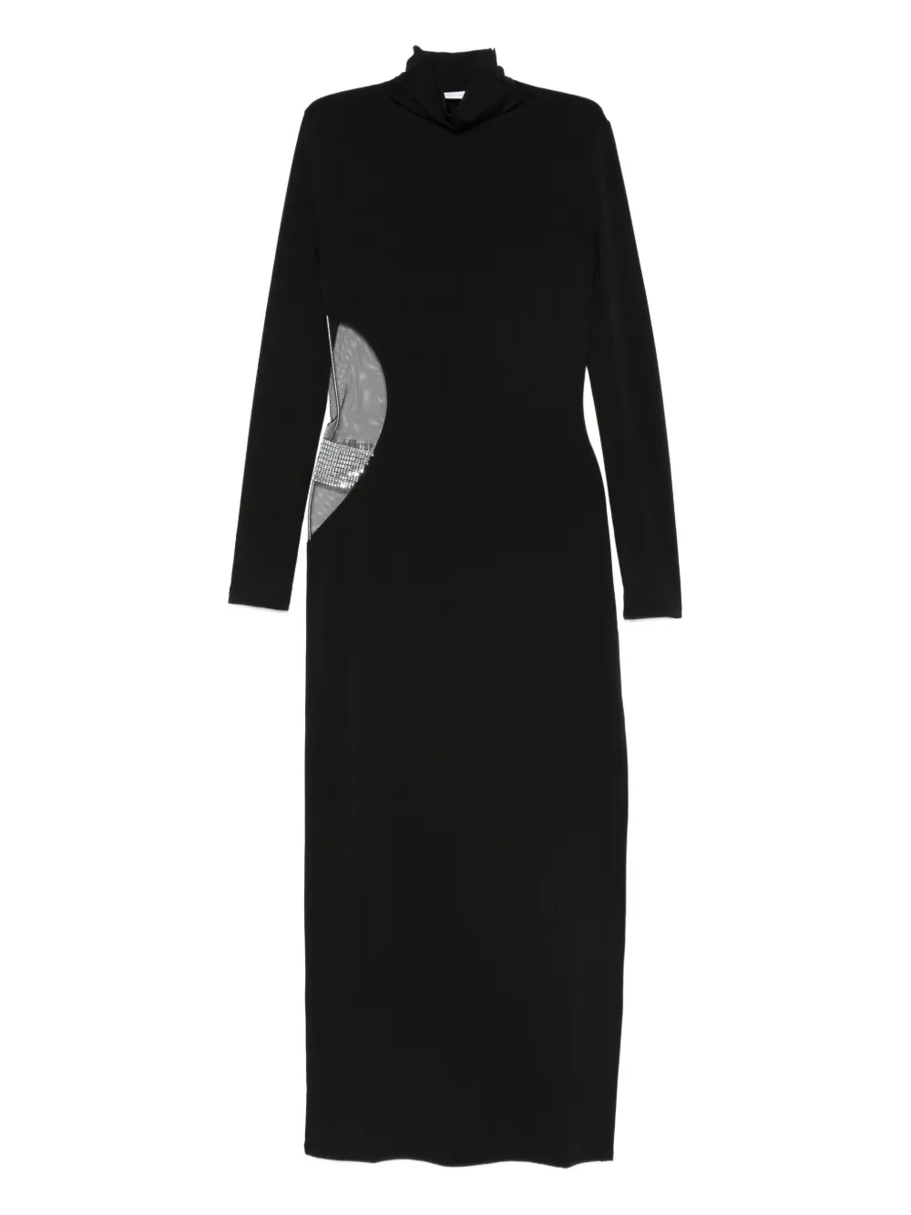 Patrizia Pepe high-neck rhinestone-embellished dress - ブラック Patrizia Pepe high-neck rhinestone-embellished dress - ブラック