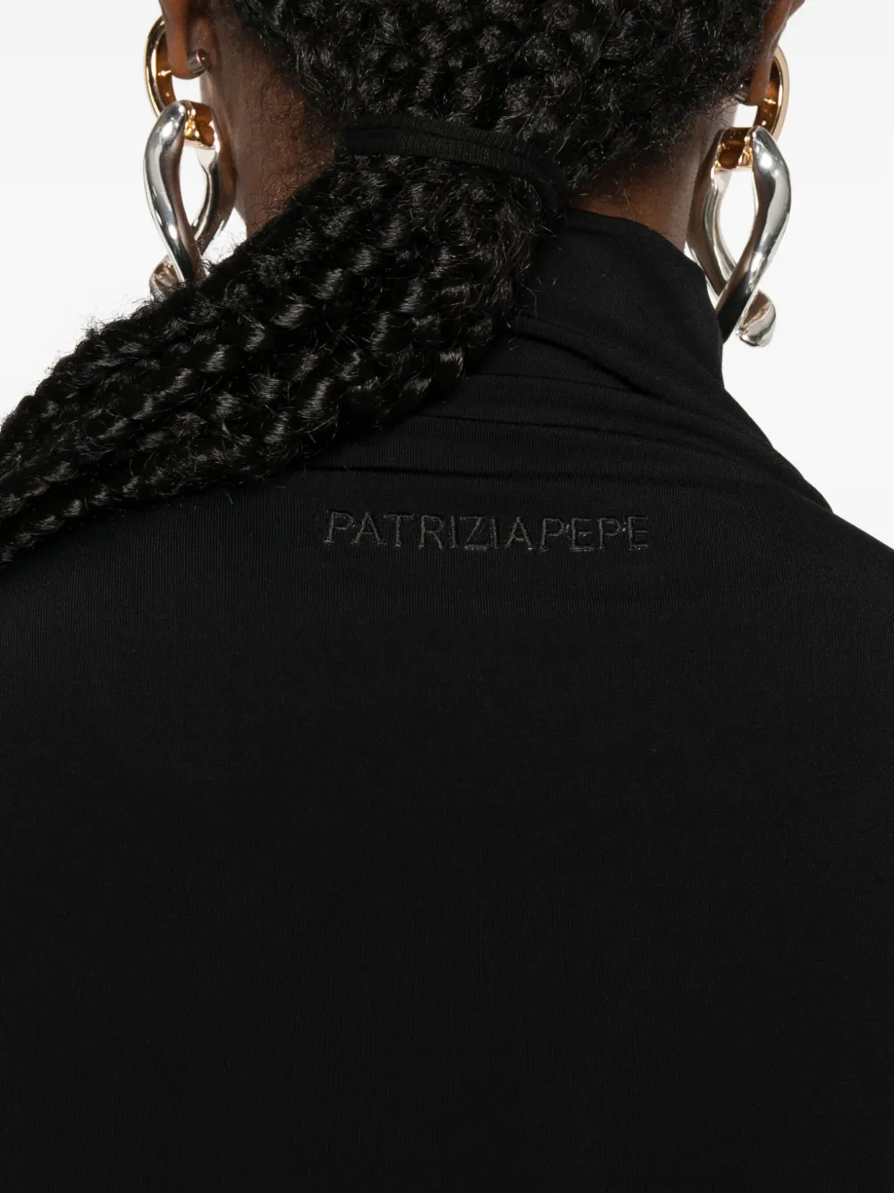 Patrizia Pepe Jurk met hoge hals en verfraaid met stras Zwart