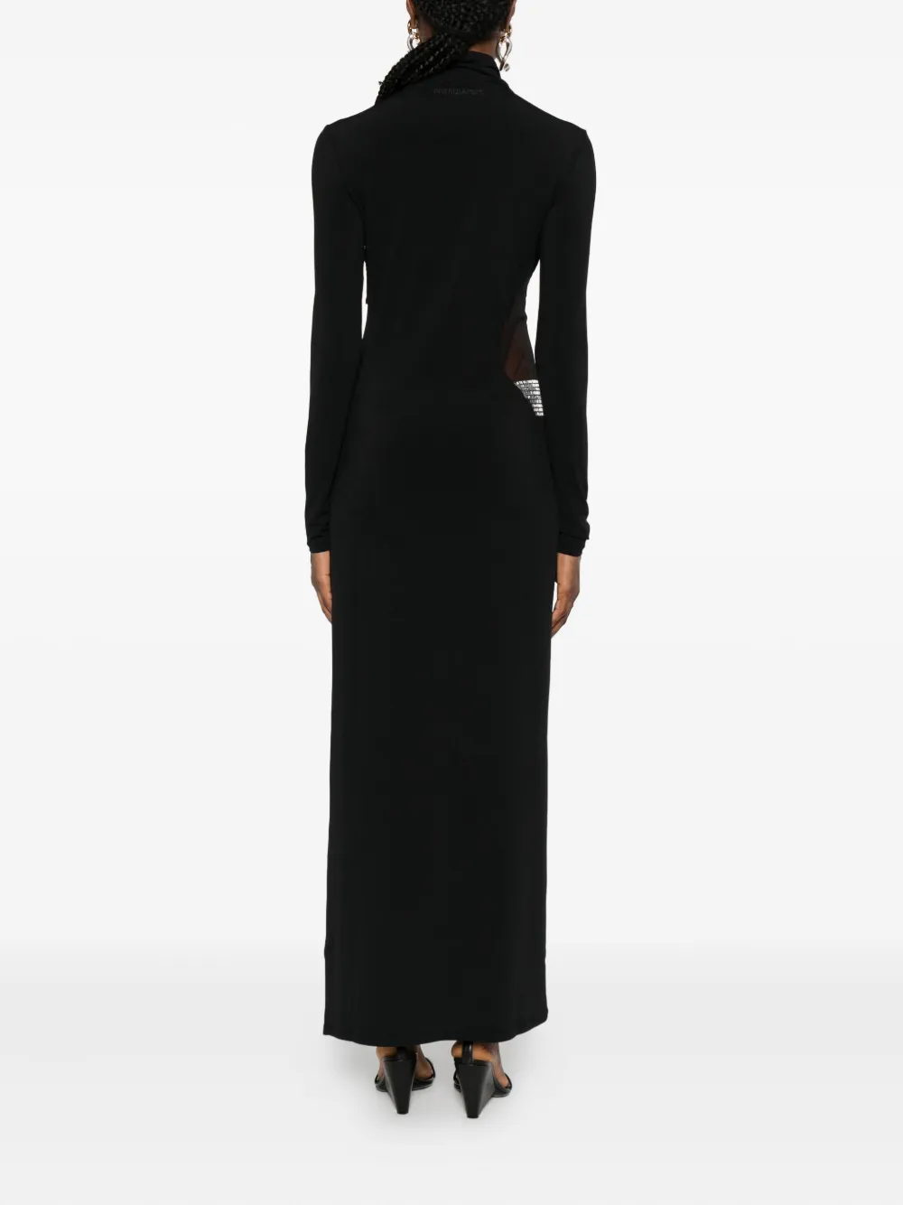 Patrizia Pepe Jurk met hoge hals en verfraaid met stras Zwart