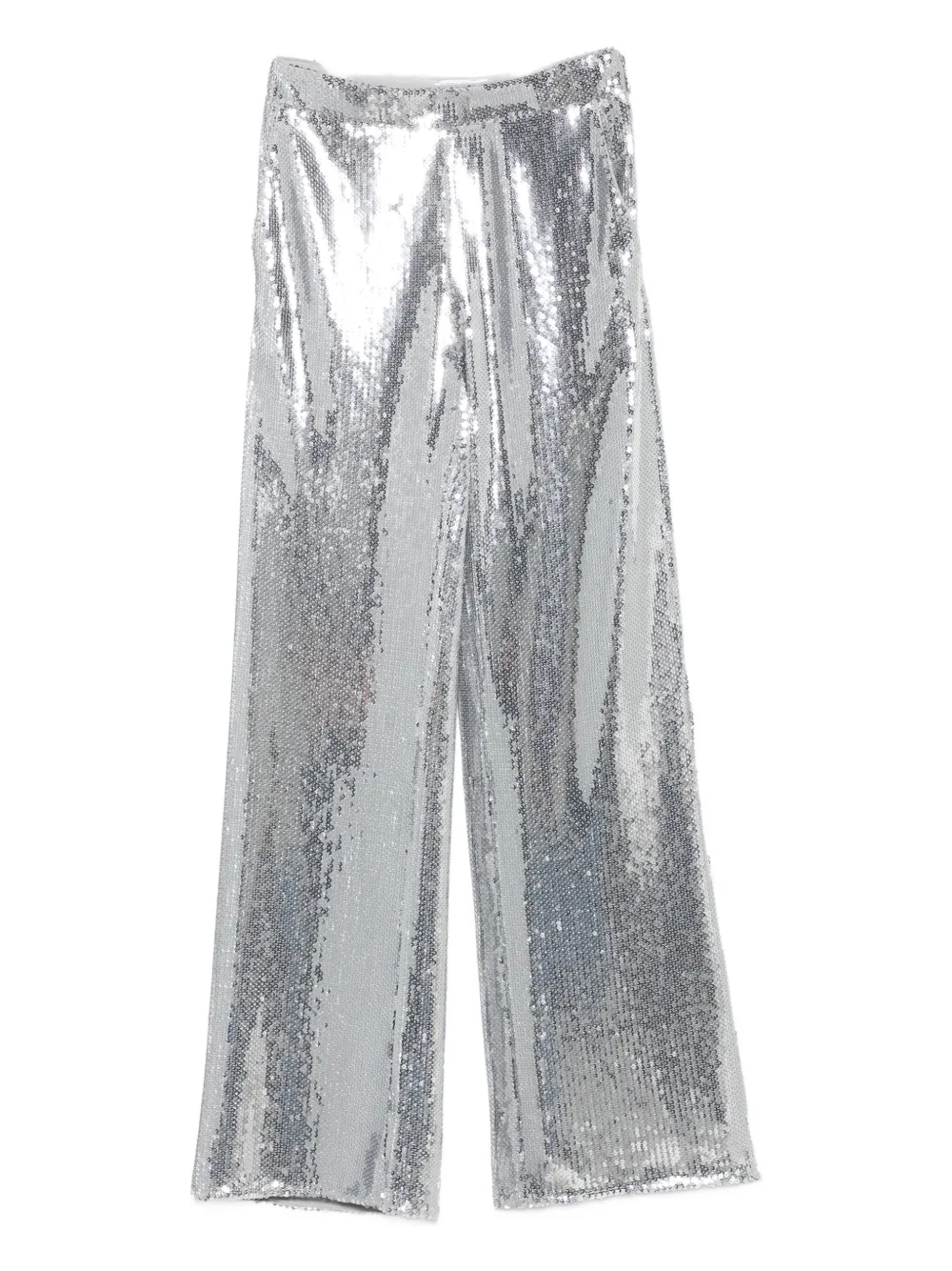 Patrizia Pepe Sequin-embellished Flared Trousers In Metallic