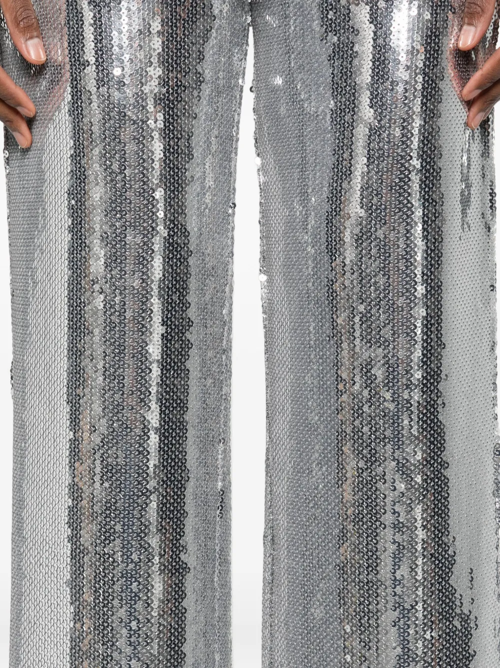 Patrizia Pepe Sequin-embellished Flared Trousers In Metallic