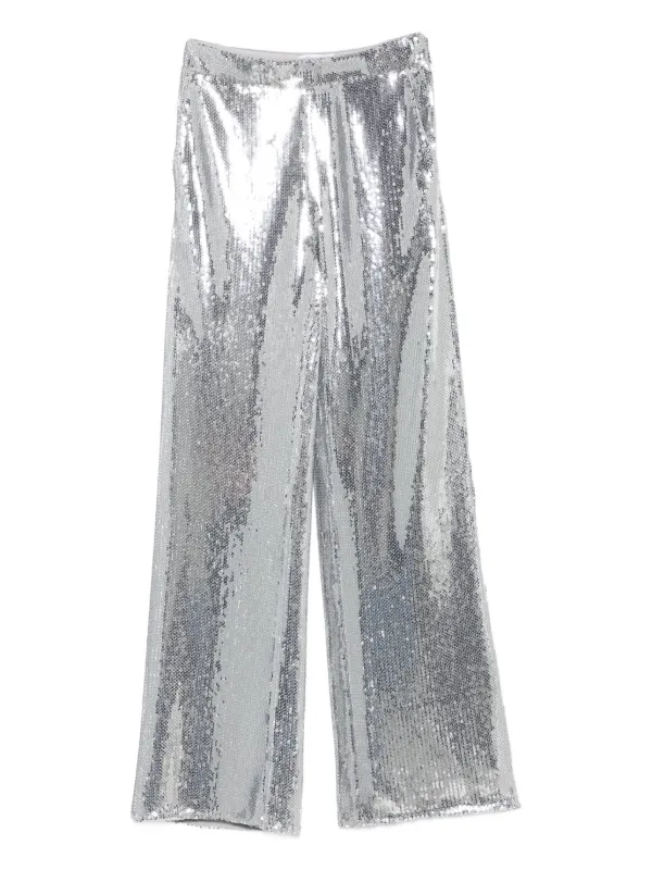 Patrizia Pepe sequin-embellished Flared Trousers Silver Farfetch