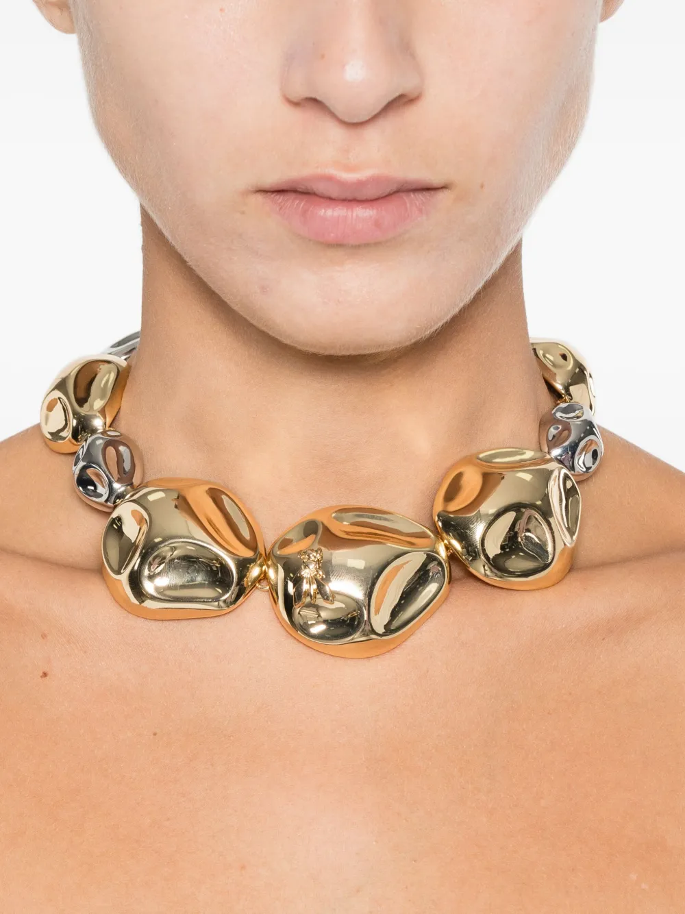 Patrizia Pepe Tweekleurige halsketting met textuur - Goud