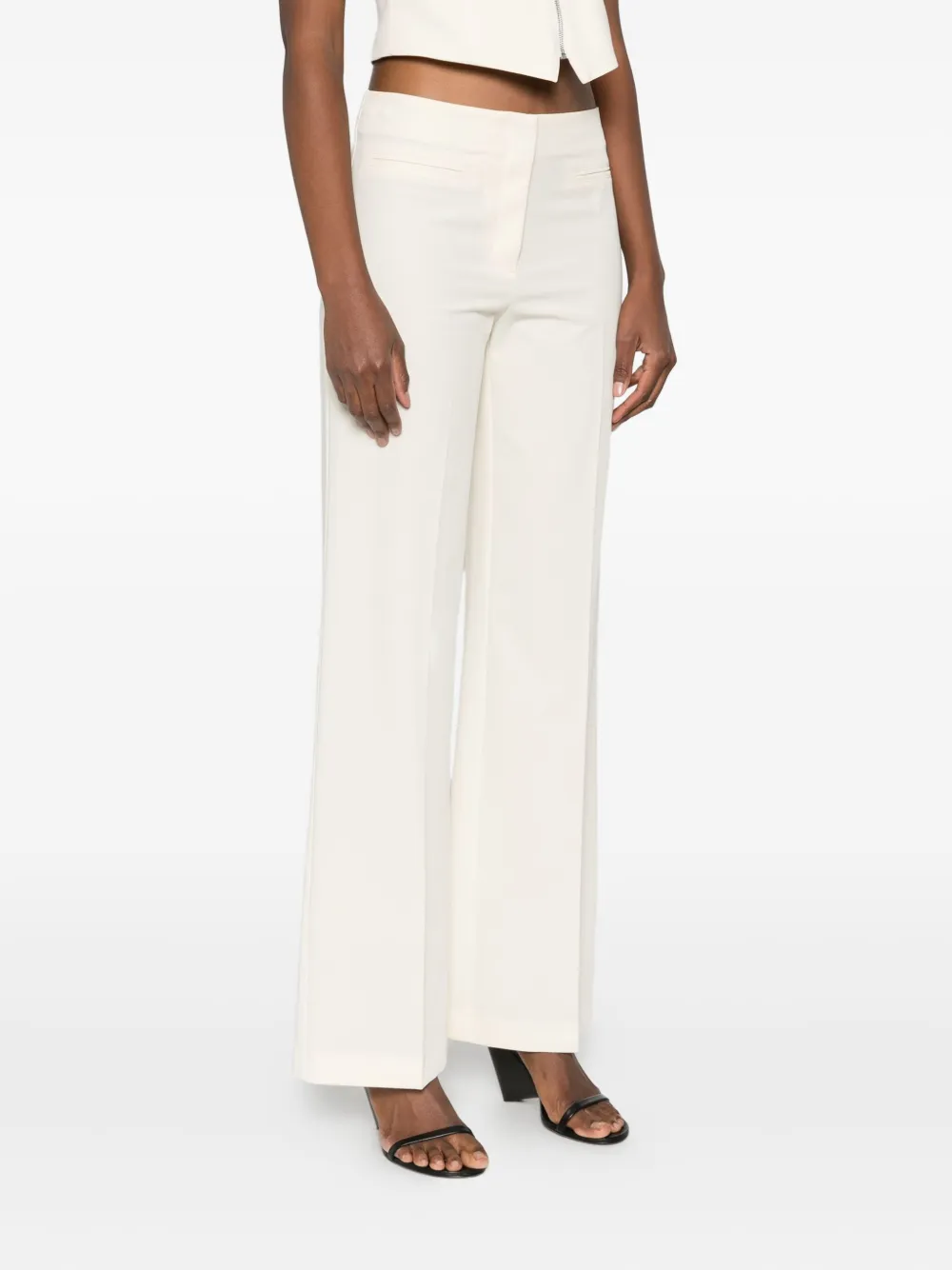 Patrizia Pepe High-waisted Flared Trousers In Neutral