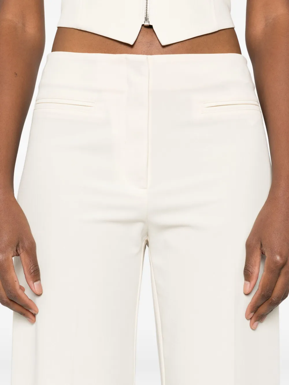 Patrizia Pepe High-waisted Flared Trousers In Neutral