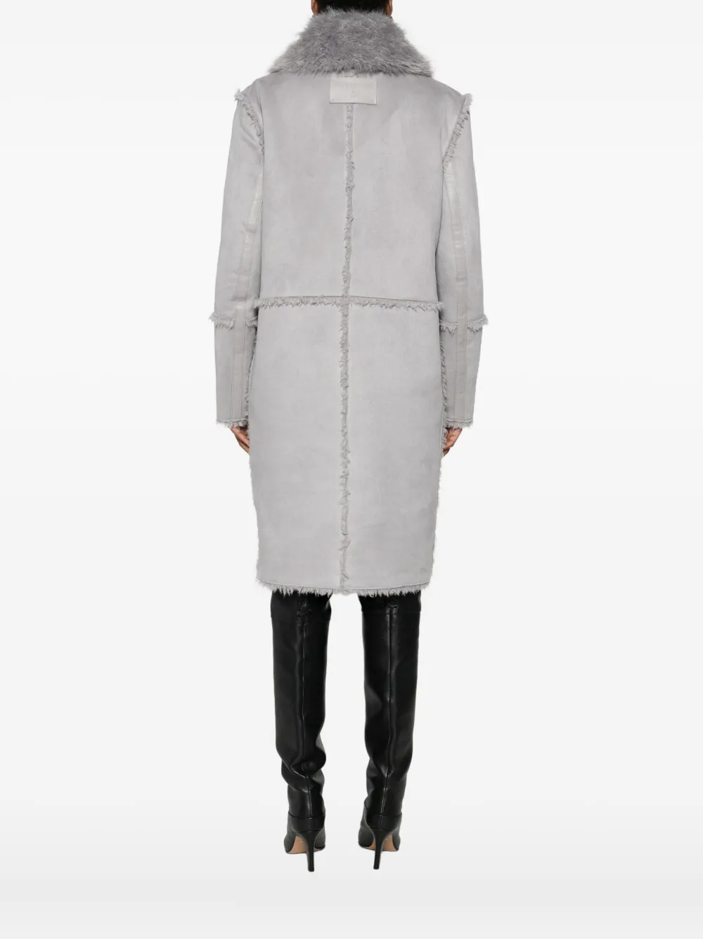 Patrizia Pepe Faux Fur Reversible Coat In Gray