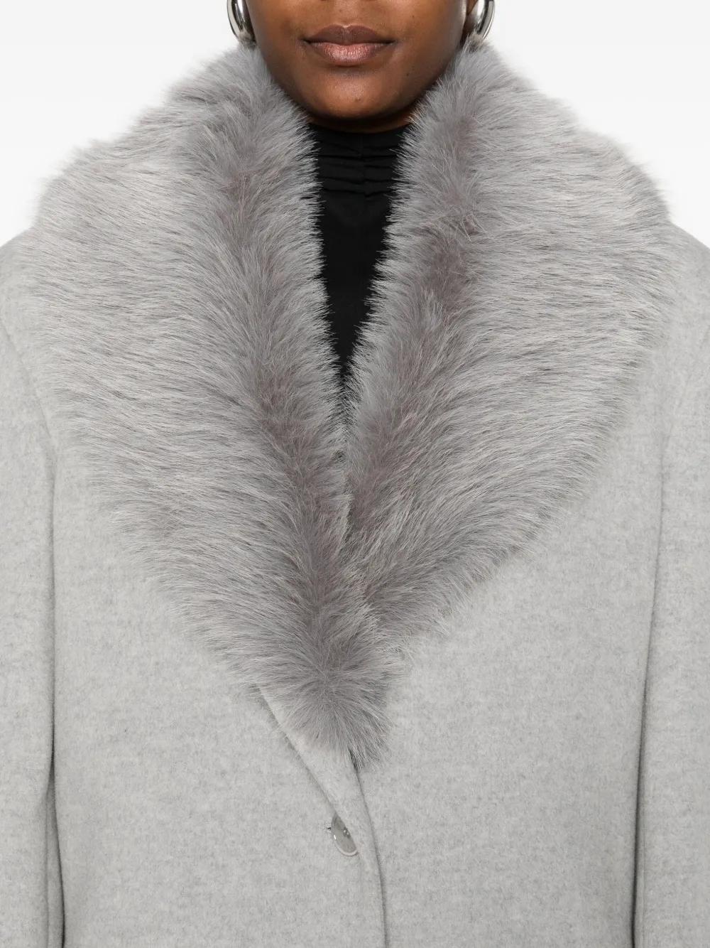 Patrizia Pepe Faux Fur Single-breasted Coat In Gray