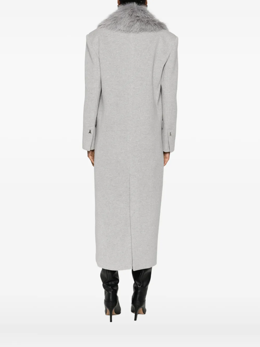 Patrizia Pepe Faux Fur Single-breasted Coat In Gray