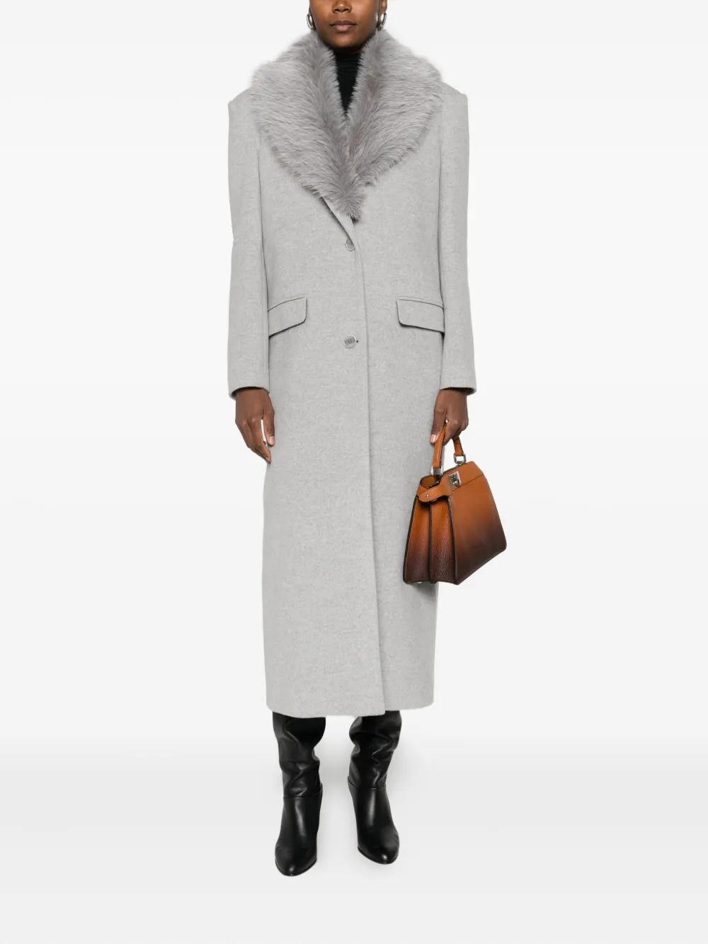 Patrizia Pepe faux fur single-breasted coat | Faux Fur & Shearling Coats | Image 2