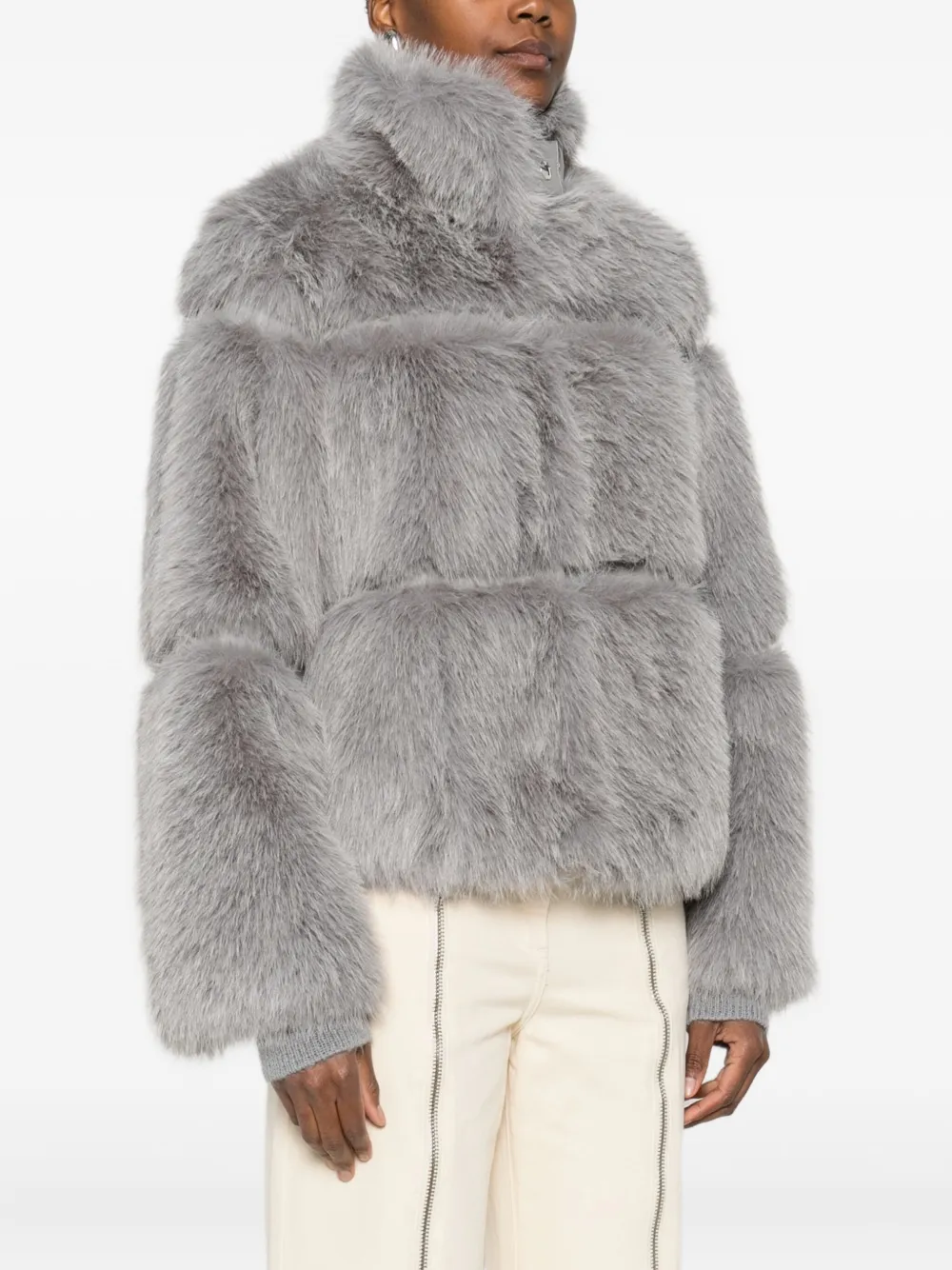 Patrizia Pepe Faux Fur Jacket In Gray