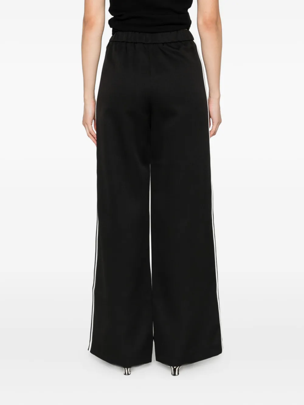 Patrizia Pepe Wide-leg High-waisted Trousers In Black