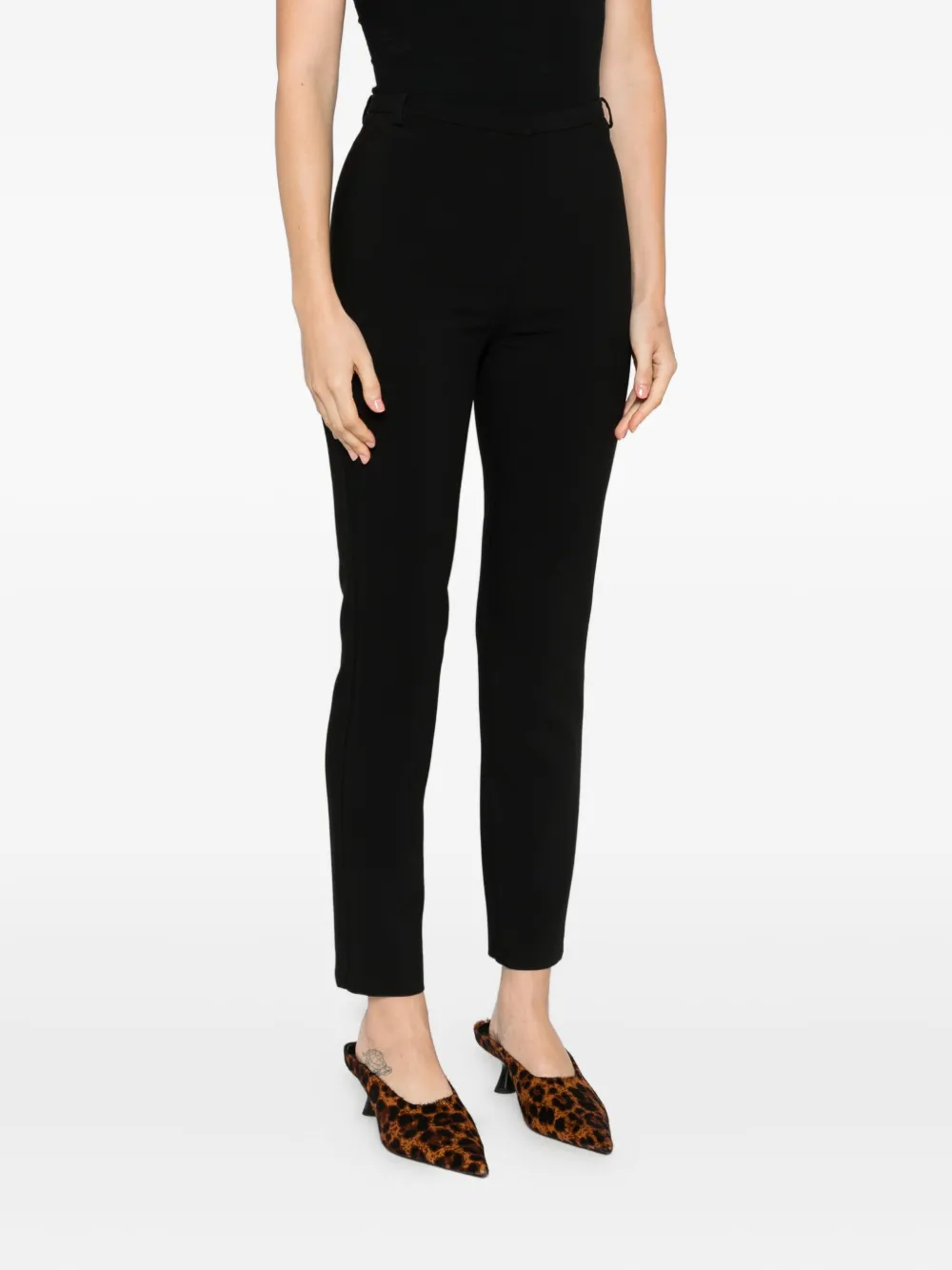 Patrizia Pepe Crepe Trousers In Black