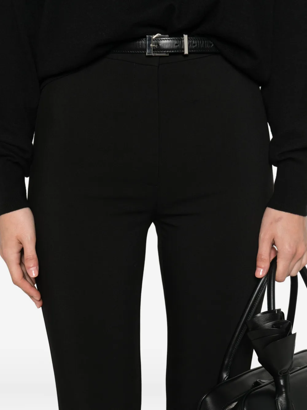 Patrizia Pepe Crepe Trousers In Black