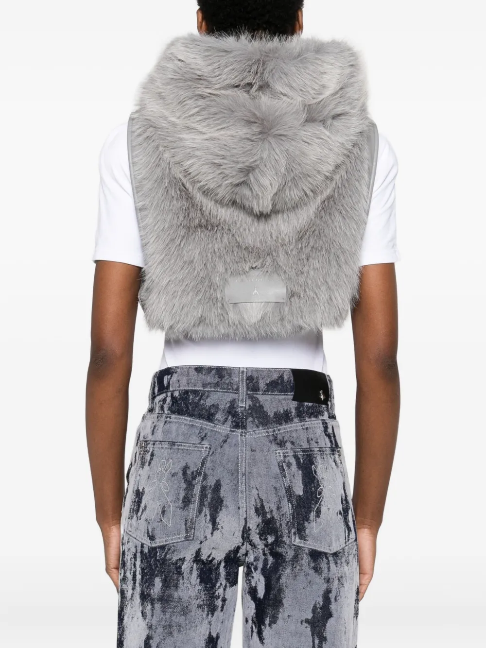 Patrizia Pepe Hooded Waistcoat In Gray