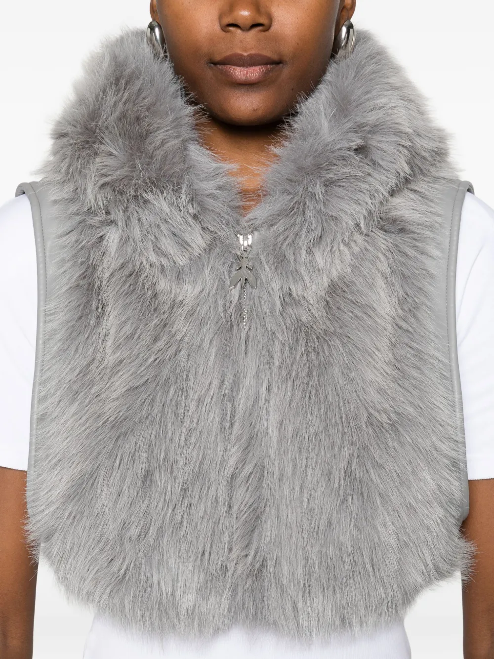 Patrizia Pepe Hooded Waistcoat In Gray