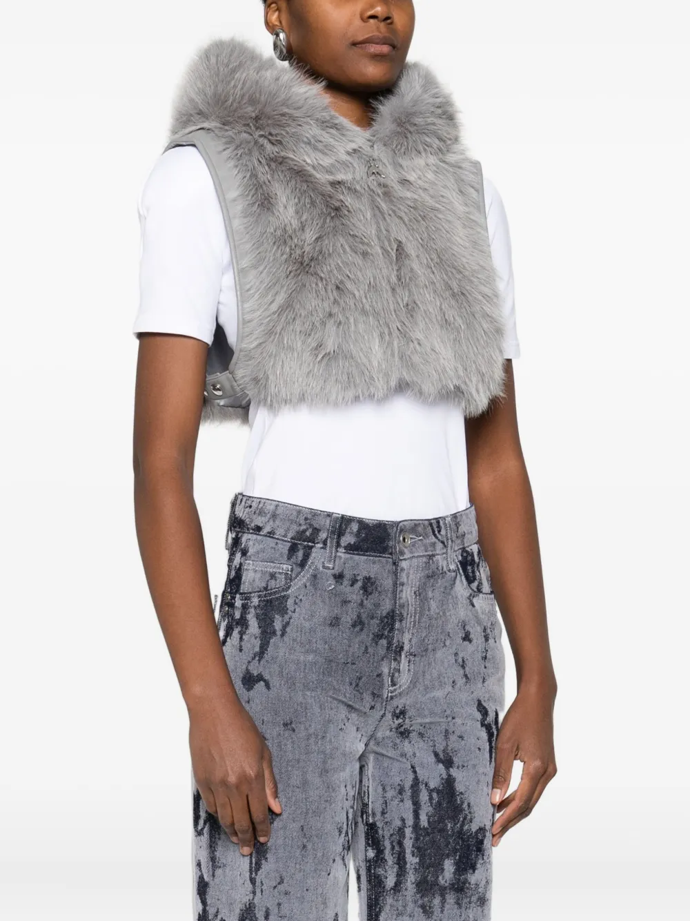 Patrizia Pepe Hooded Waistcoat In Gray