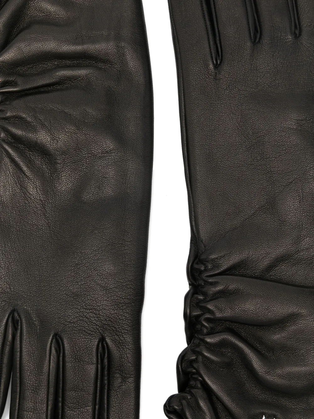 Patrizia Pepe Leren handschoenen met ruches Zwart