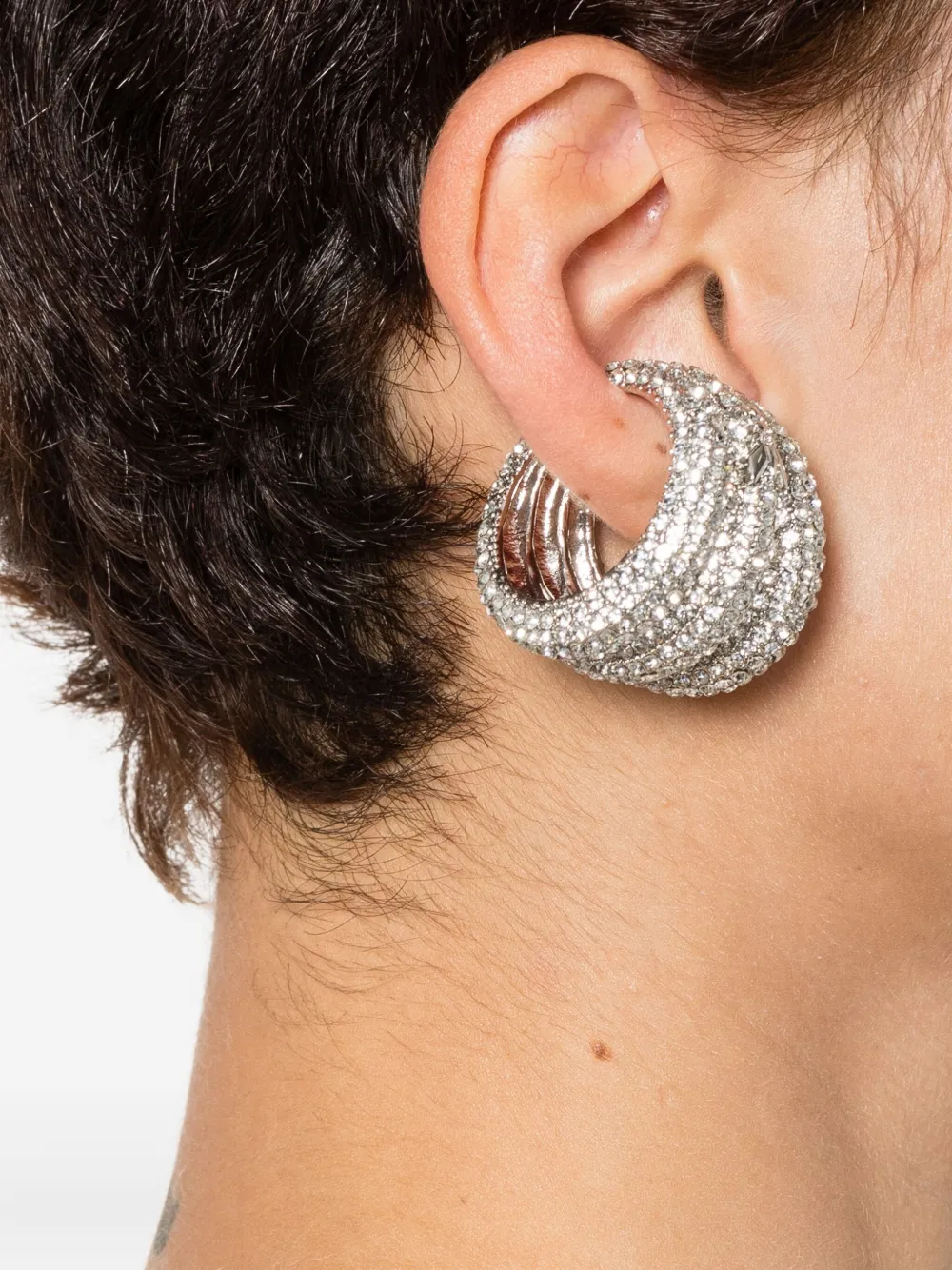 Patrizia Pepe Oorbel verfraaid met kristal - Zilver