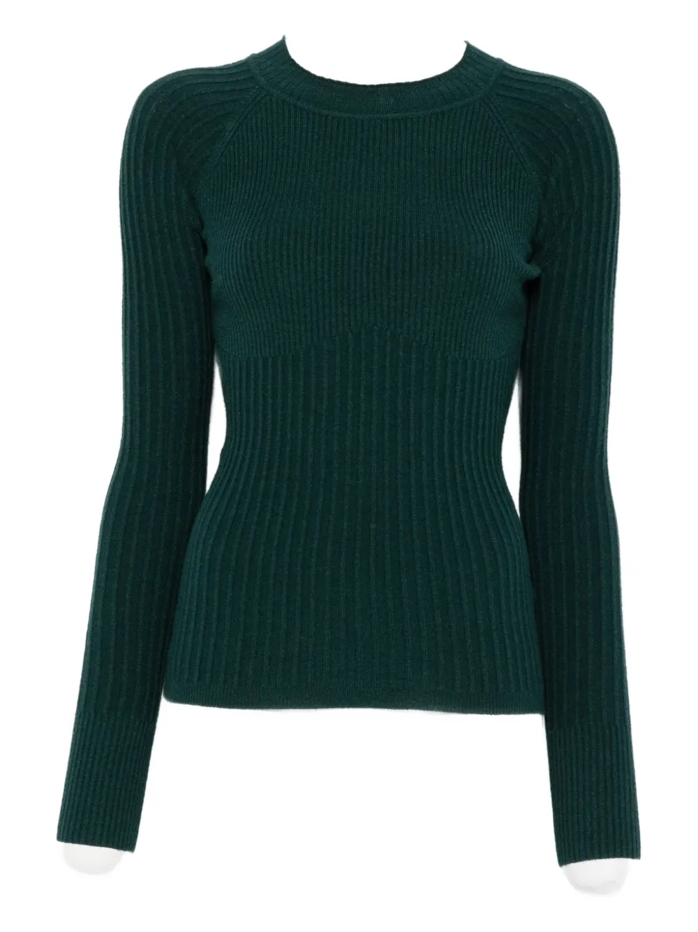 Patrizia Pepe Ribbed Sweater In Green