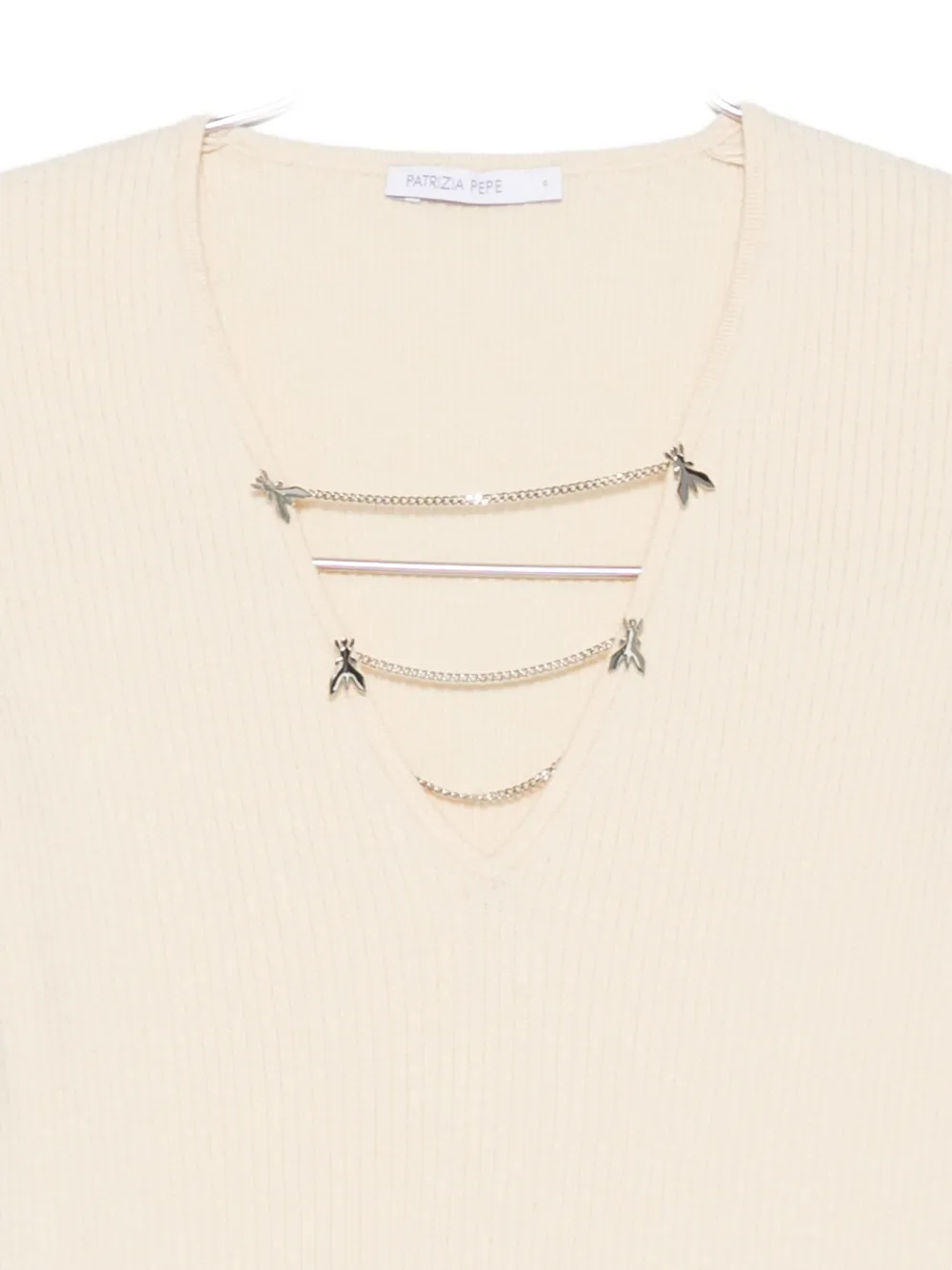 Patrizia Pepe Chain-embellished Sweater In Neutral