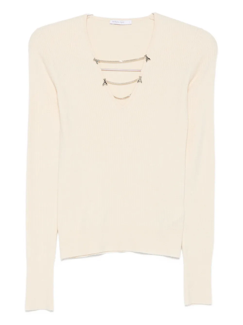 Patrizia Pepe Chain-embellished Sweater In Neutral
