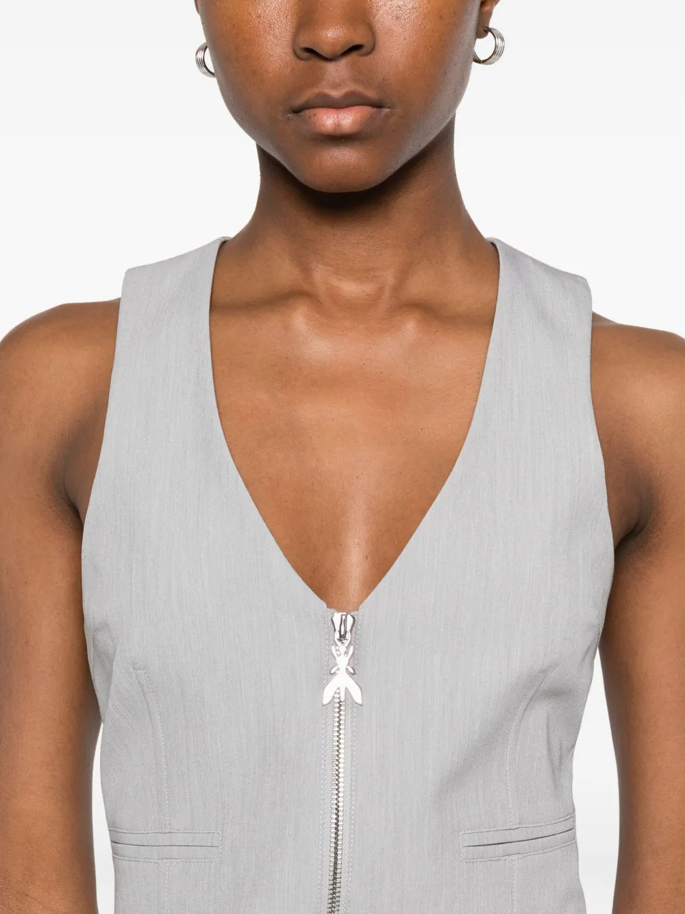 Patrizia Pepe Zip-up Waistcoat In Gray
