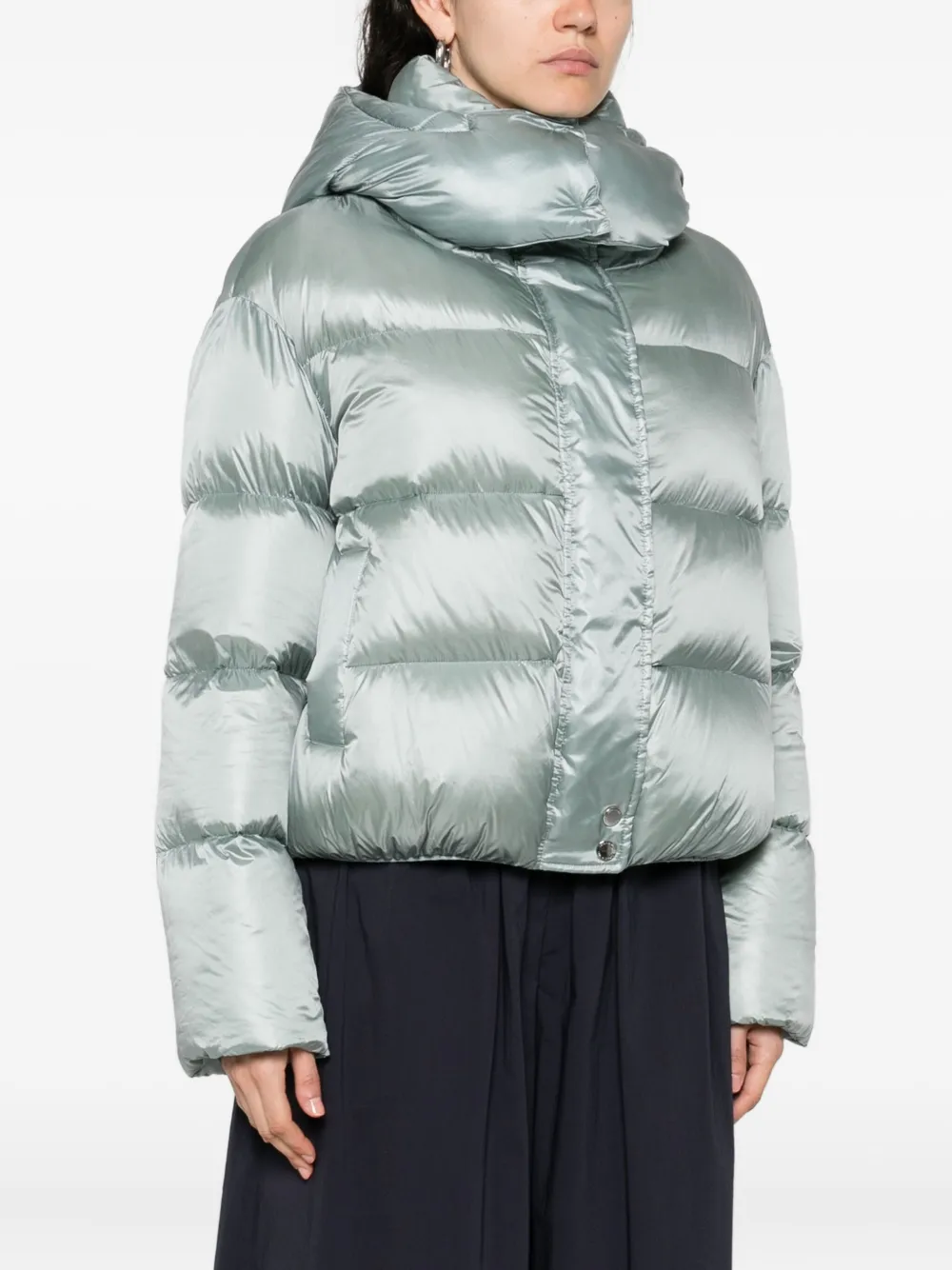 Patrizia Pepe Hooded Puffer Jacket In Green