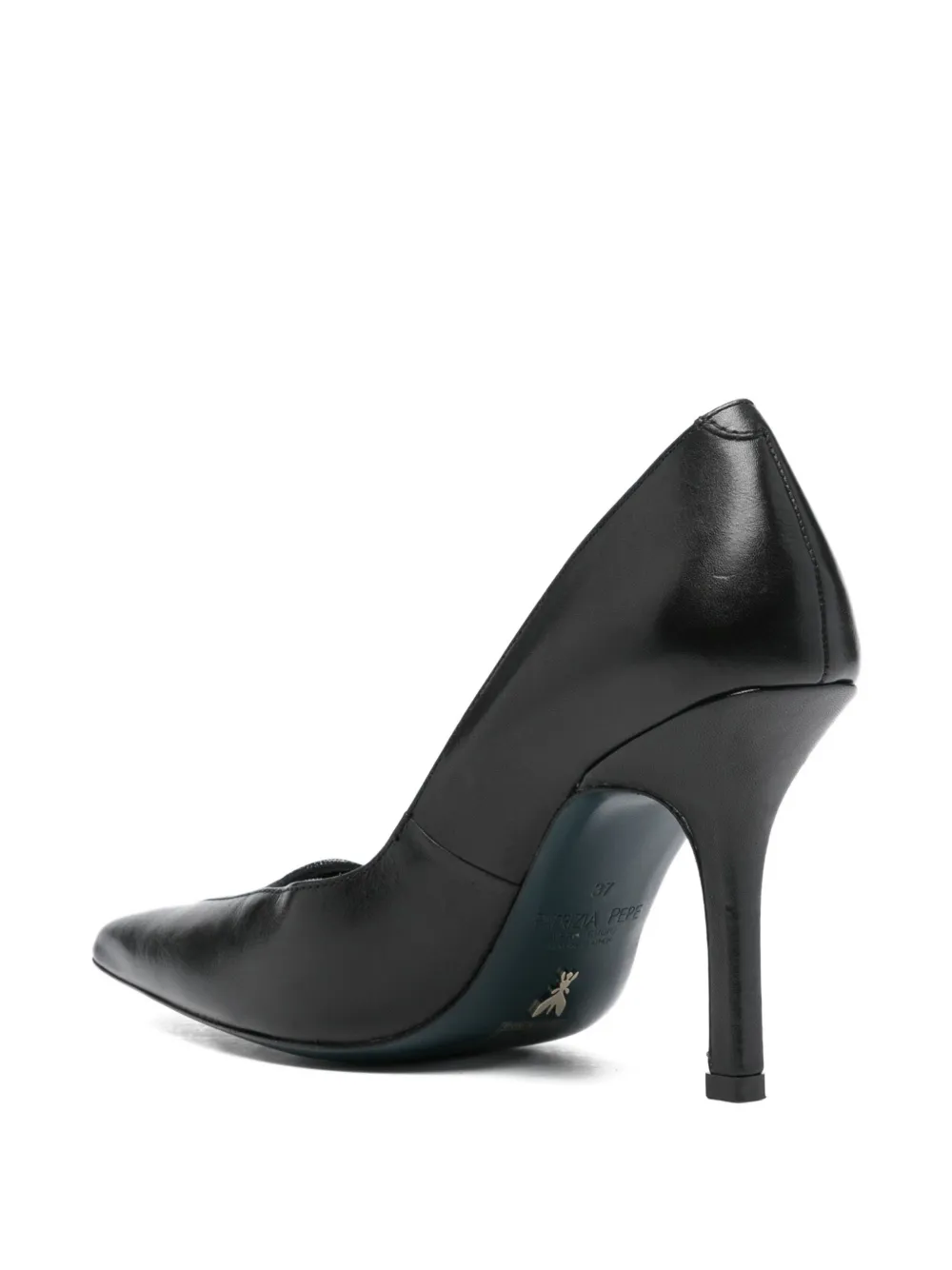 Patrizia Pepe 95 mm leren pumps met puntige neus Zwart
