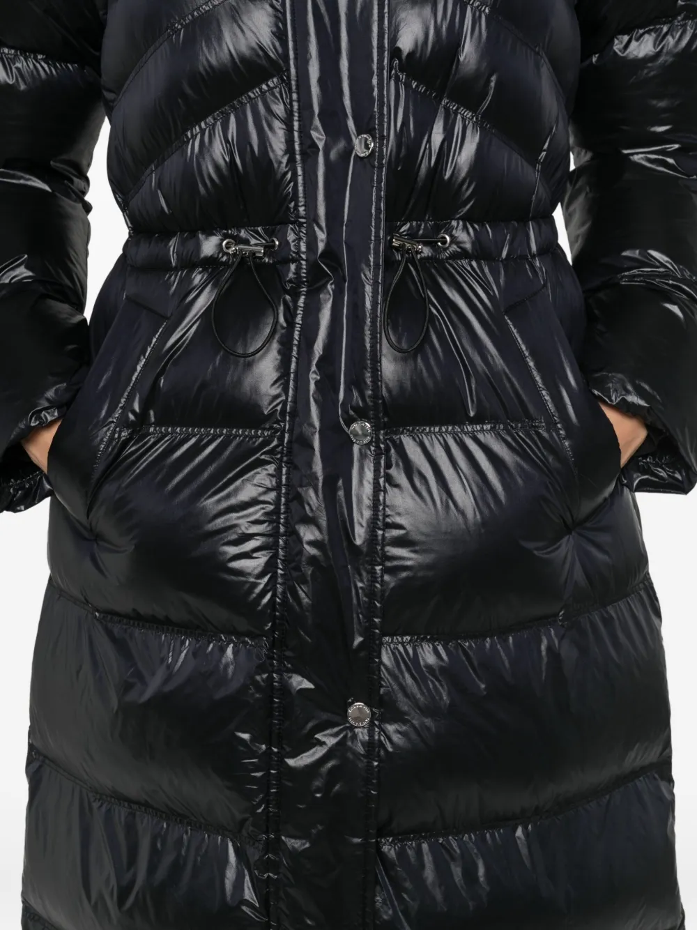 Patrizia Pepe Hooded Puffer Jacket In Black