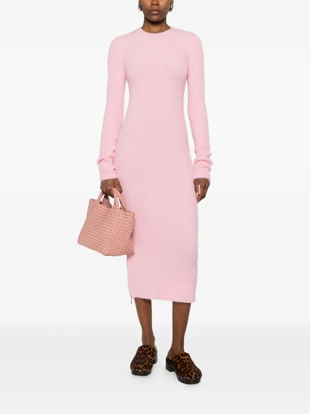 Patrizia Pepe Gebreide midi-jurk - Roze