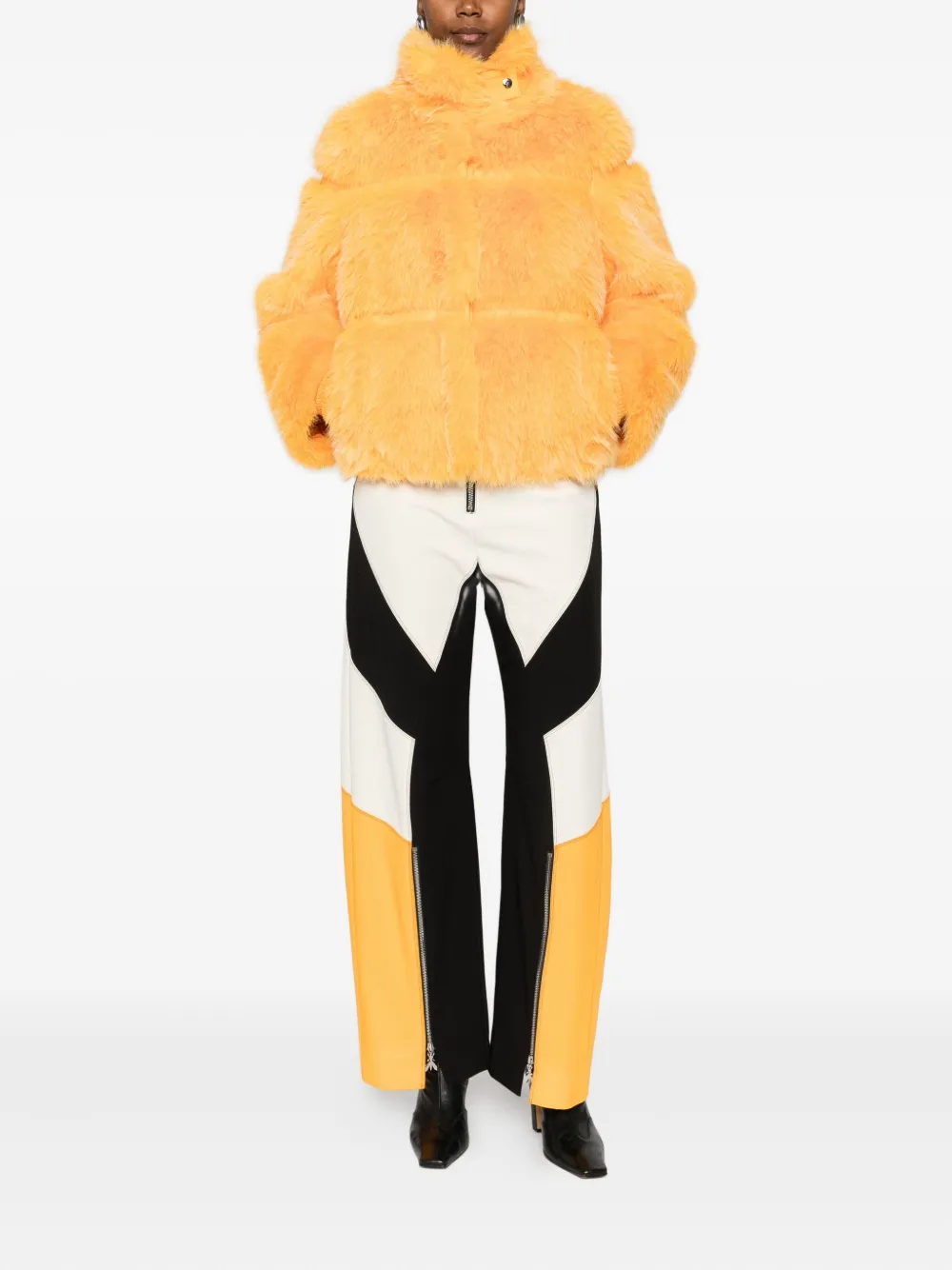 Patrizia Pepe Faux Fur Jacket In Orange