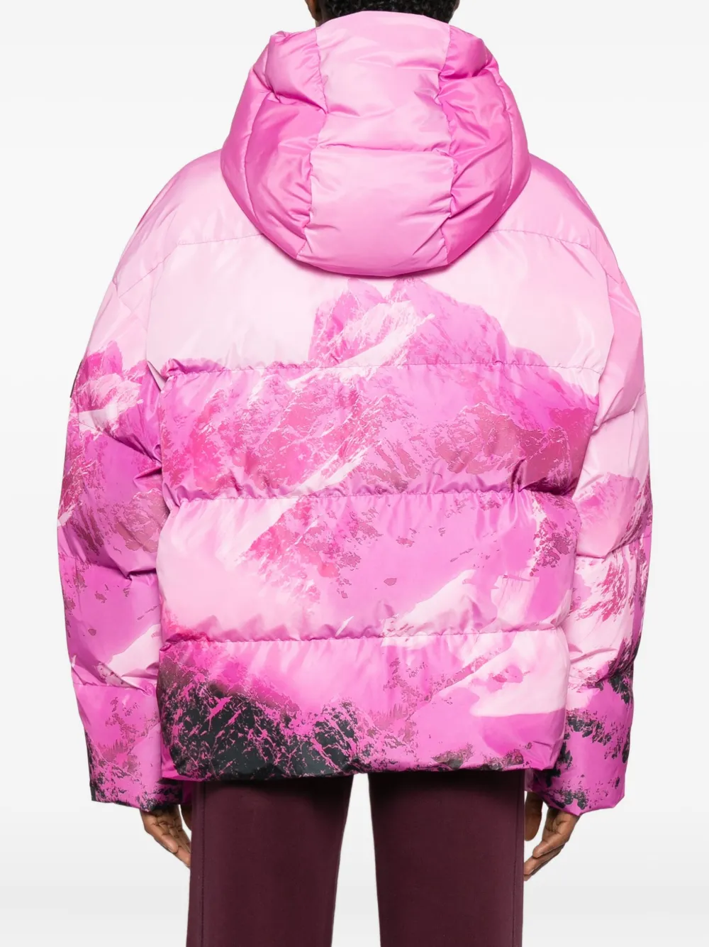 Patrizia Pepe Mountain Print Puffer Jacket In Pink