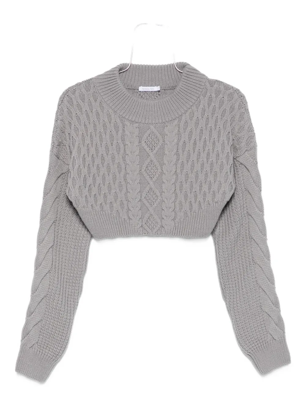 Patrizia Pepe Cable-knit Cropped Sweater In Gray