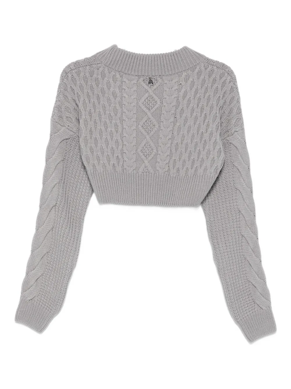 Patrizia Pepe Cable-knit Cropped Sweater In Gray