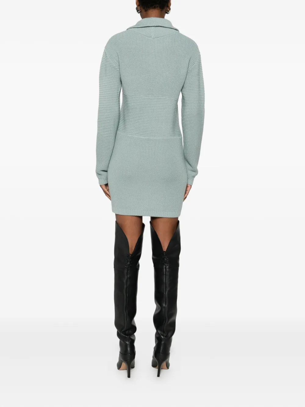 Patrizia Pepe Zip-up Knitted Dress In Gray