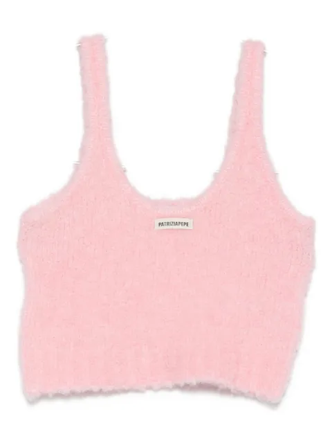 Patrizia Pepe logo-patch knitted top