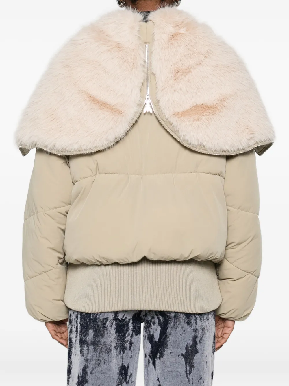 Patrizia Pepe Zip-up Bomber Jacket In Neutral