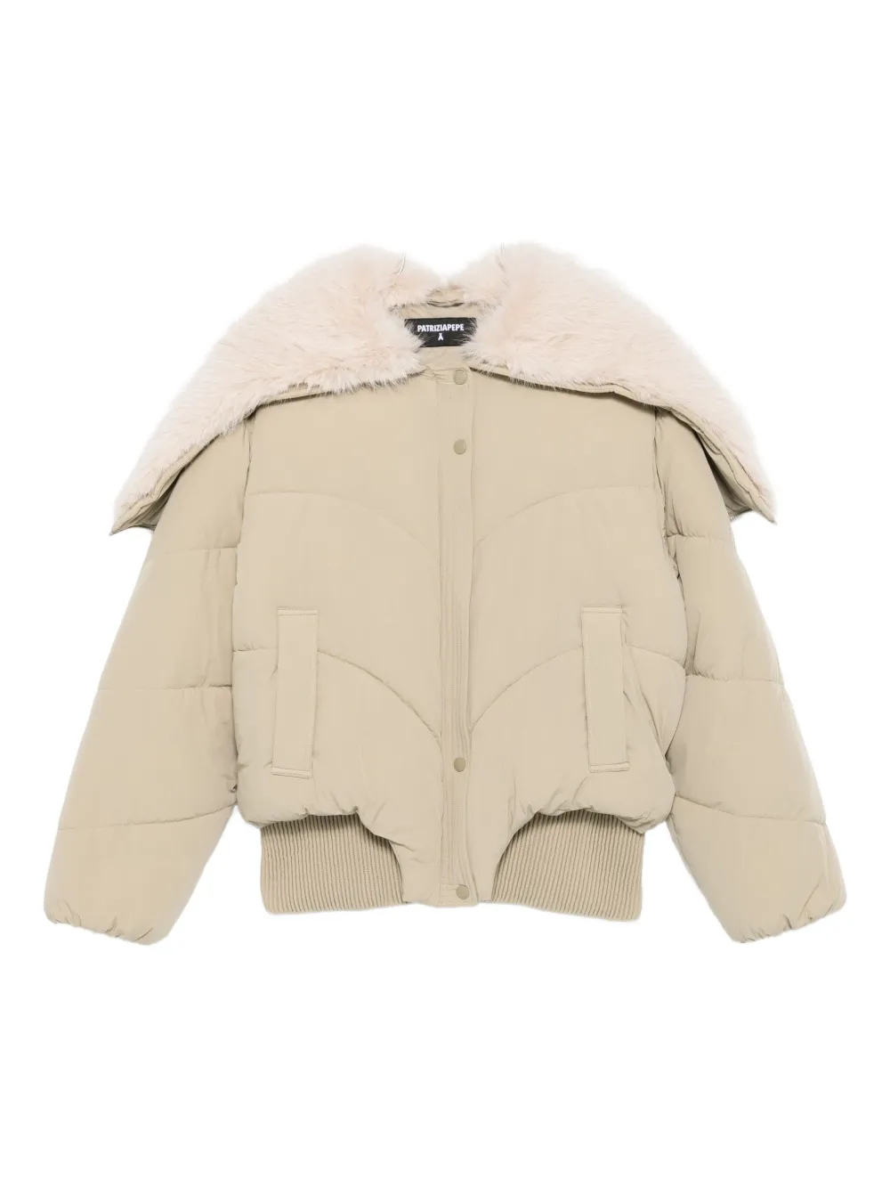 Patrizia Pepe Zip-up Bomber Jacket In Neutral