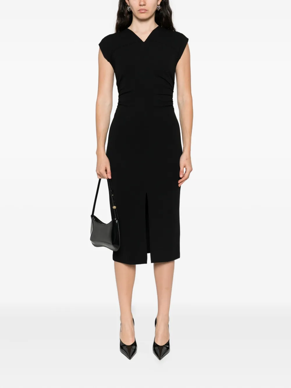 Patrizia Pepe Mouwloze midi-jurk - Zwart