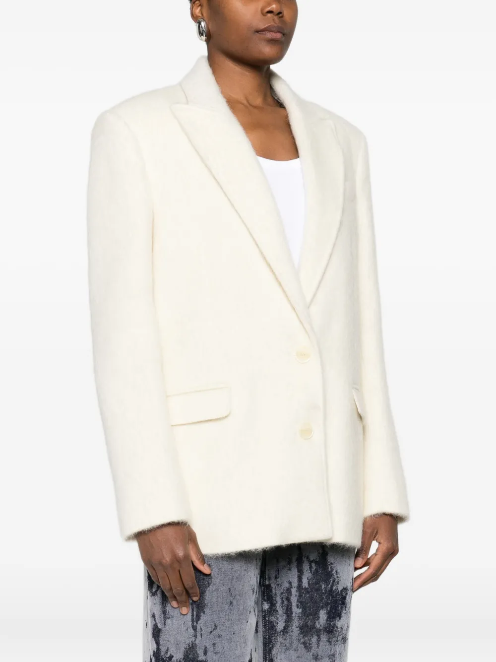 Patrizia Pepe Structured Tailored Jacket With Glossy Finish In White