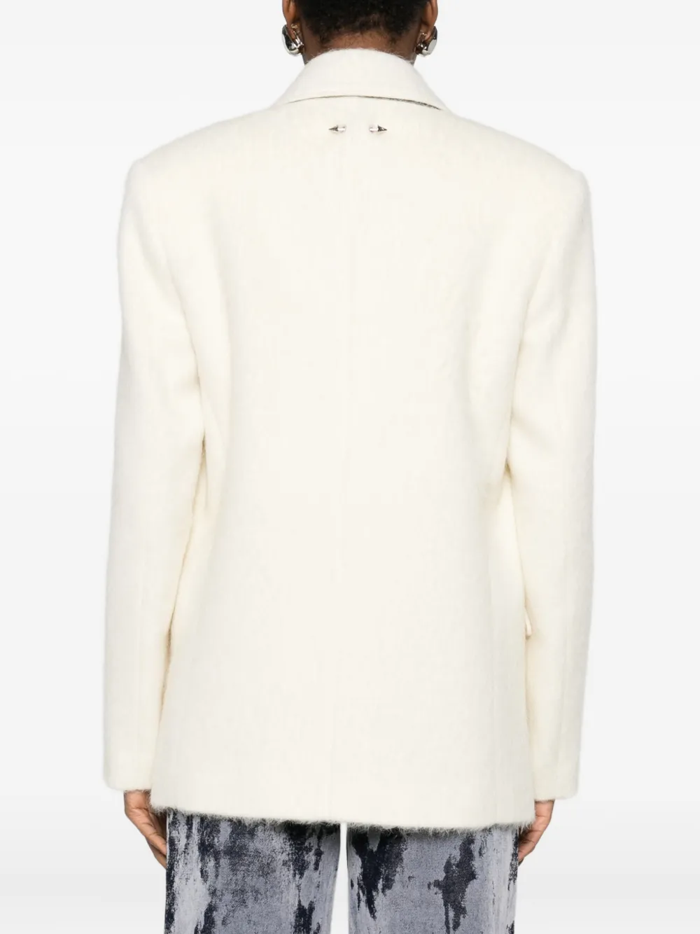 Patrizia Pepe Structured Tailored Jacket With Glossy Finish In White