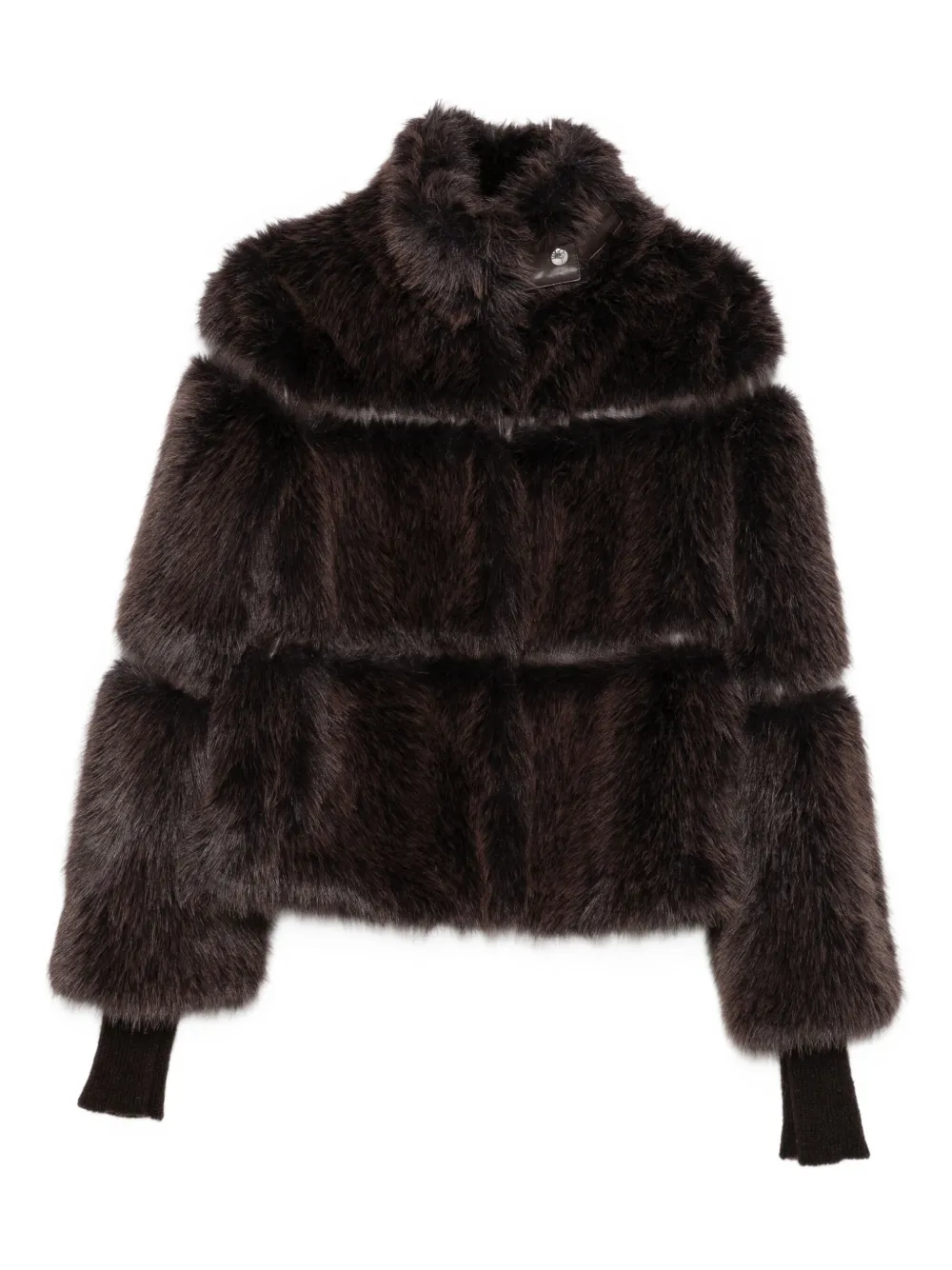 Patrizia Pepe zip-up faux fur jacket | Brown | Image 1