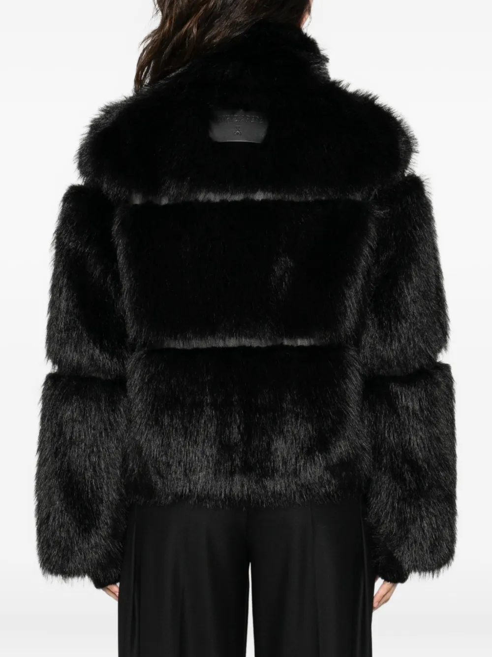 Patrizia Pepe Cappotto Fluffy Corto Nero In Animal Print