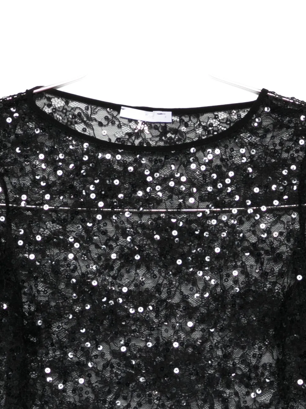 Patrizia Pepe Sequin-embellished Long-sleeved Top In Black