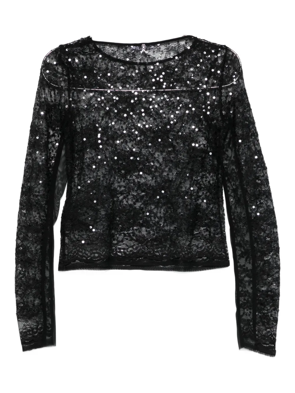 Patrizia Pepe sequin-embellished long-sleeved top - Zwart