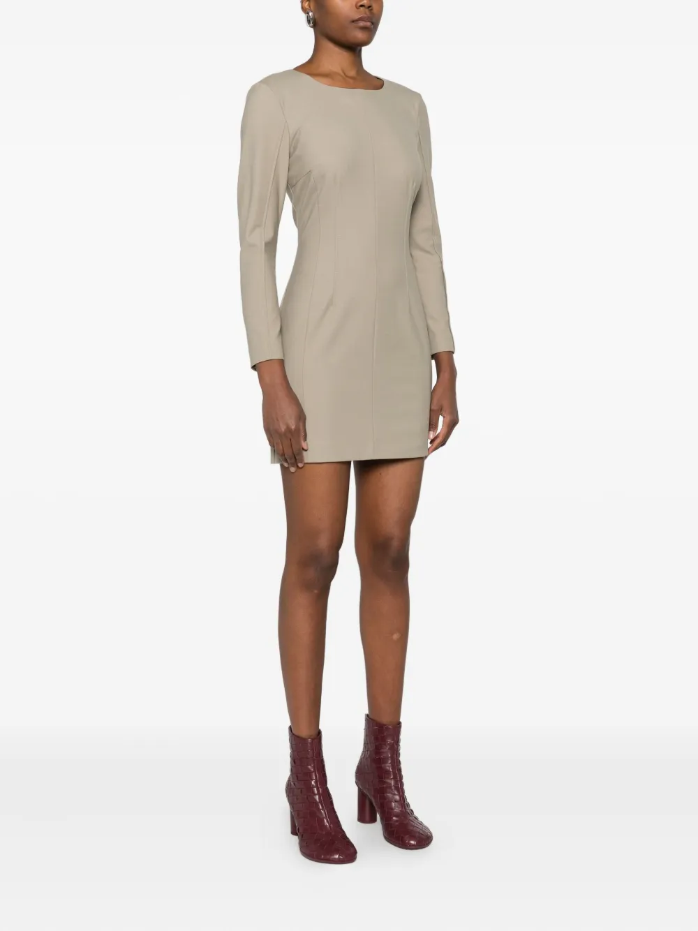 Patrizia Pepe Long Sleeve Dress In Gray