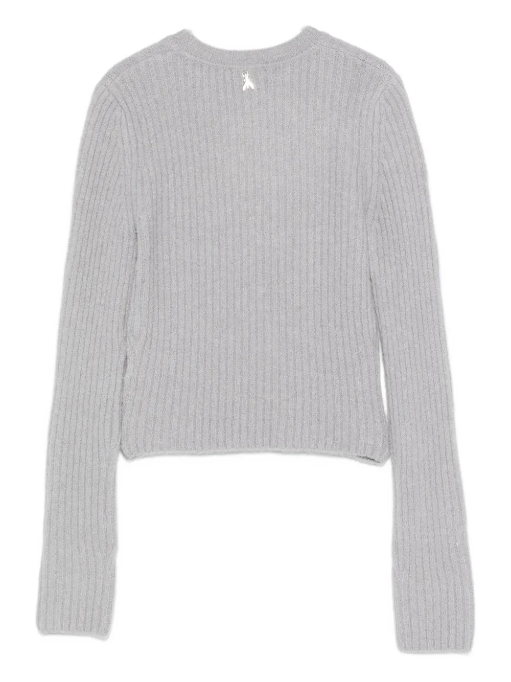 Patrizia Pepe Ribbed Crew-neck Sweater In Gray