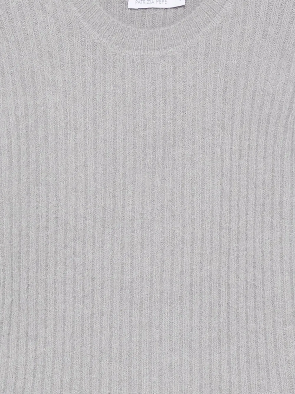 Patrizia Pepe Ribbed Crew-neck Sweater In Gray