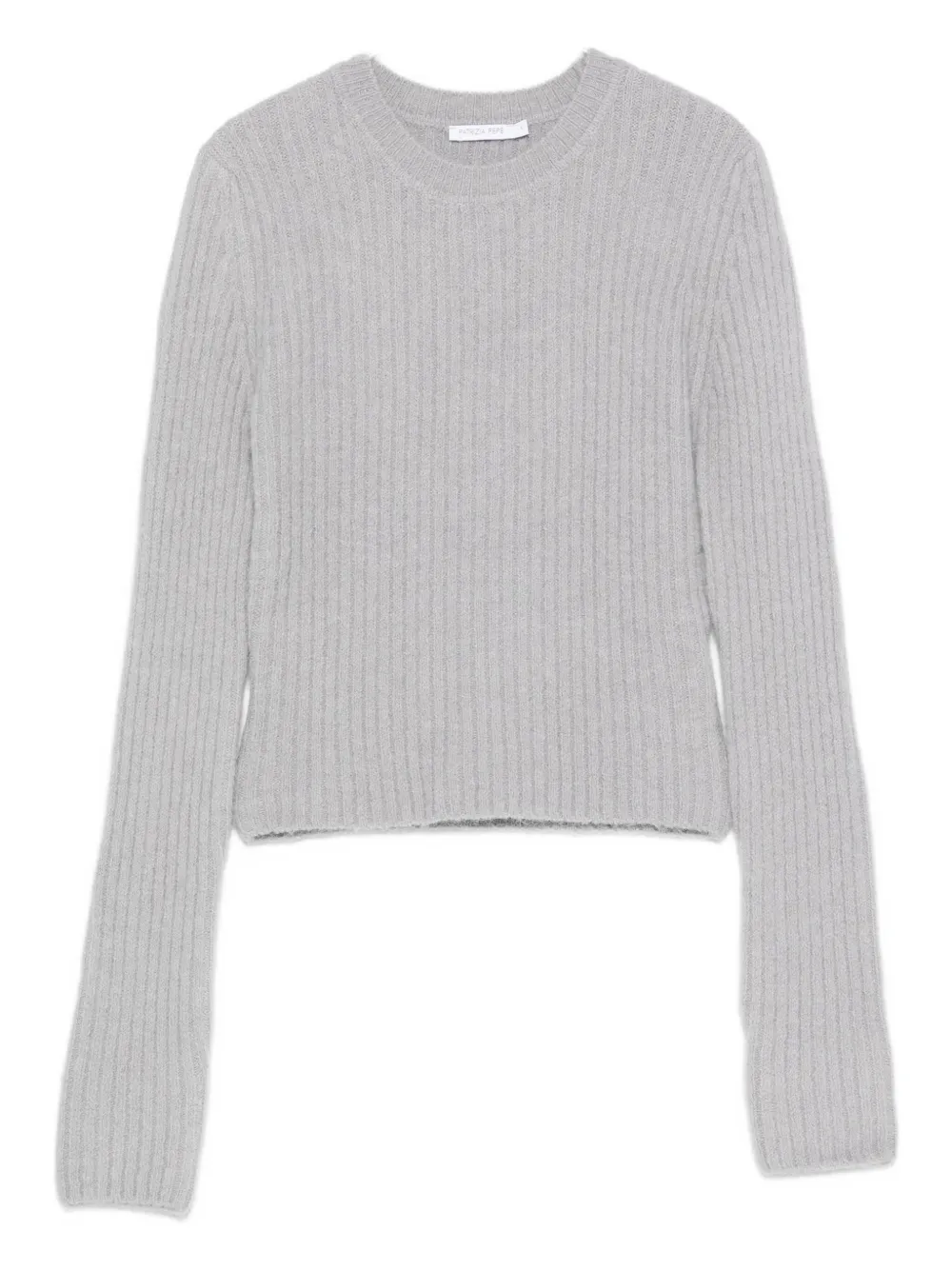 Patrizia Pepe Ribbed Crew-neck Sweater In Gray